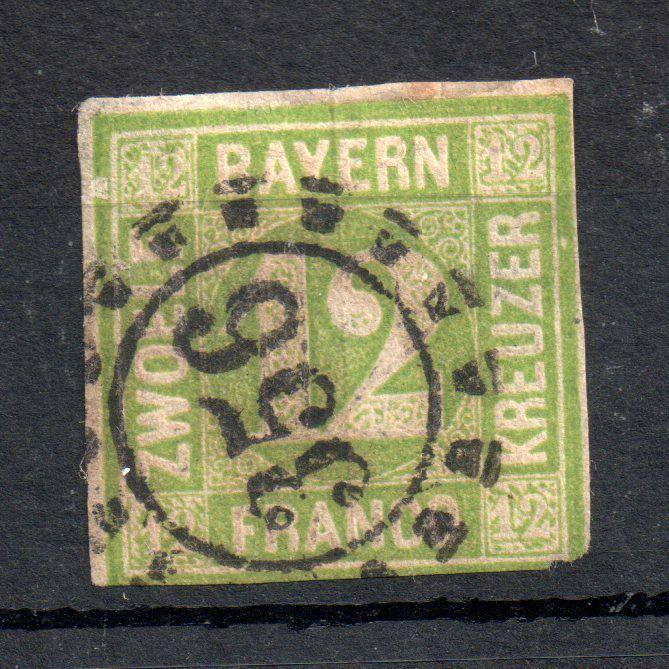 Germany Bavaria 1862 12kr green #14 fine used WS12653