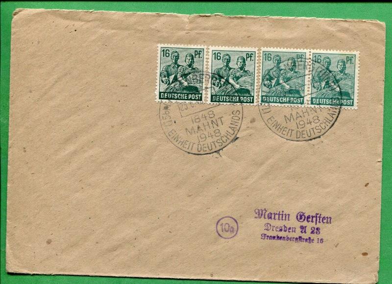 GERMANY COVER 1948 Interesting Cancel German Unity Stamped Address - FC243