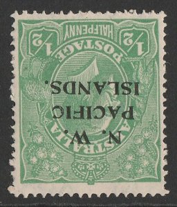 NEW GUINEA - NWPI 1918 KGV ½d green Large Multi wmk inverted.