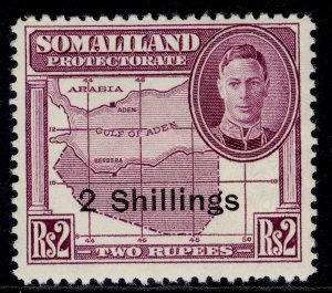 SOMALILAND PROTECTORATE GVI SG134, 2s on 3r bright blue, M MINT. Cat £19.