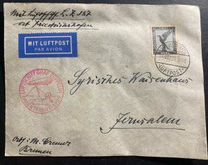 1929 Germany Graf Zeppelin LZ 127 Orient Flight Cover to Jerusalem Palestine