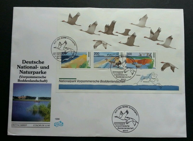 Germany National And Natural Parks 1996 Bird Fauna Beach (miniature FDC)