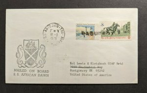 1975 SS African Dawn Ship Mail Cover Abidjan Ivory Coast to Montgomery OH USA