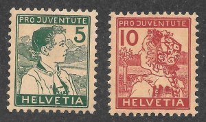 Switzerland Scott B2-B3 Unused LHOG - 1915 Semi-Postals - SCV $81.25