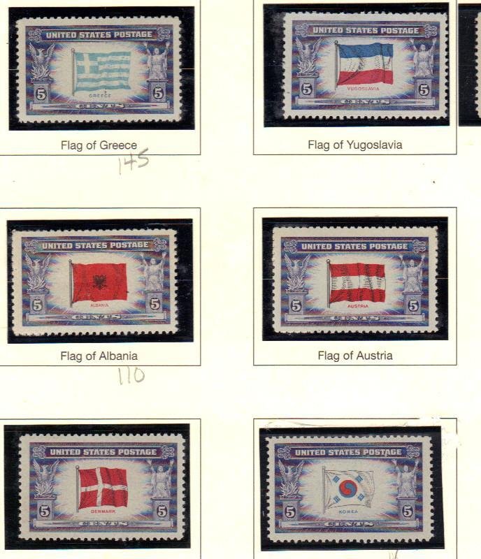 #909-921 mnh singles set of 13 1943-1944 Issue