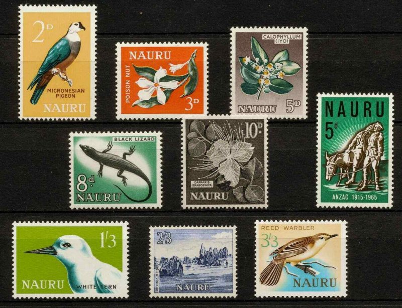 ✔️Nauru 1963 - 1965 MLH Scott 49 - 56 Birds Flowers Flora Fauna