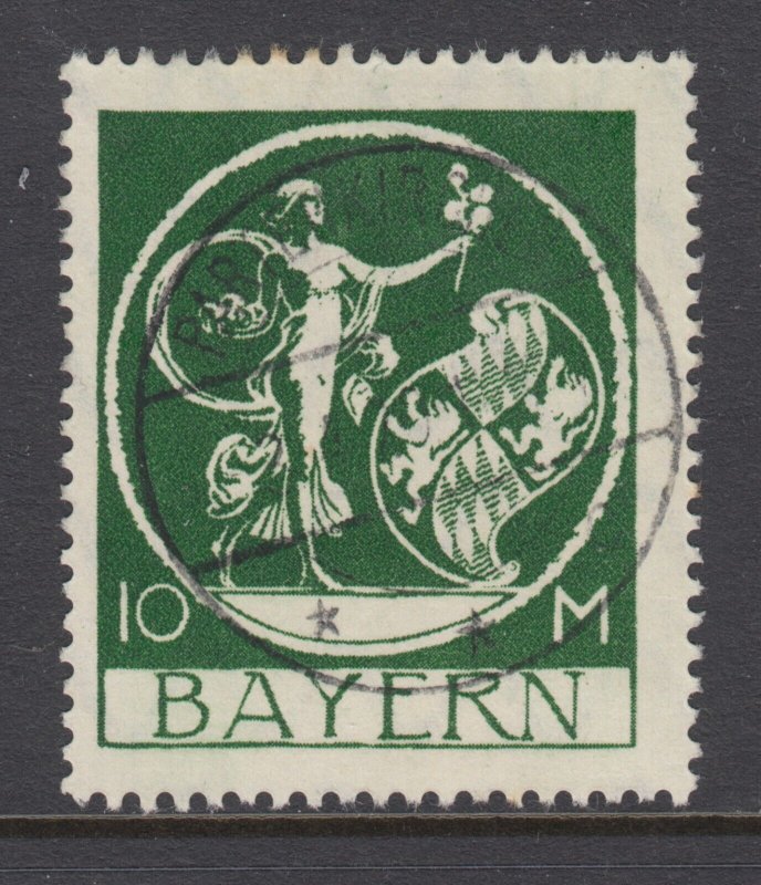 Bavaria Sc 253 used 1920 10m green Genius by von Kaulbach,  Infla-Berlin guarant