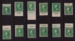 1917 Sc 498 MH lot of 12 singles, mixed plate numbers Hebert CV $36 (B22