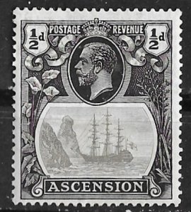 Ascension # 10  Seal of Colony - ½d.  Ship   (1) Unused NG