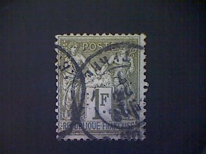 France, Scott #76, used (o), 1876, Peace and Commerce (Sage), Type I, 1fr