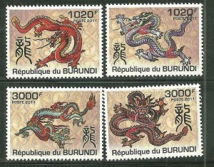 Burundi MNH 1016-9 Year Of The Dragon 2011 SCV 12.50