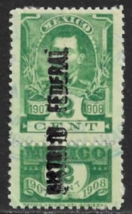 MEXICO REVENUES 1907-08 2c Gen Zaragoza Internal Revenue RENTA R274 DIS FED Used