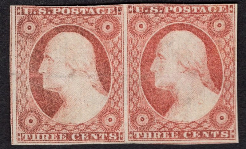 US 11a Very Fine. Large part original gum. Handsome horz pair.