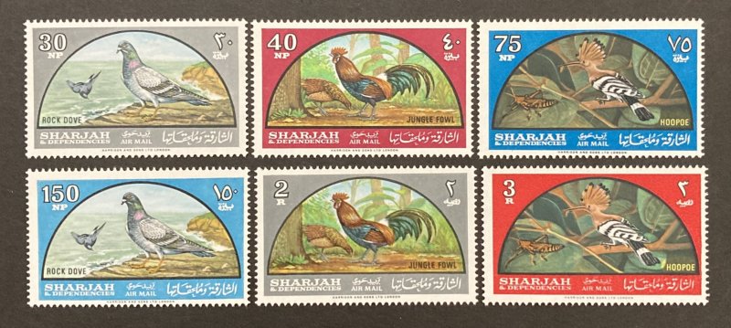 Sharjah 1965 #c28-33, Birds, MNH.