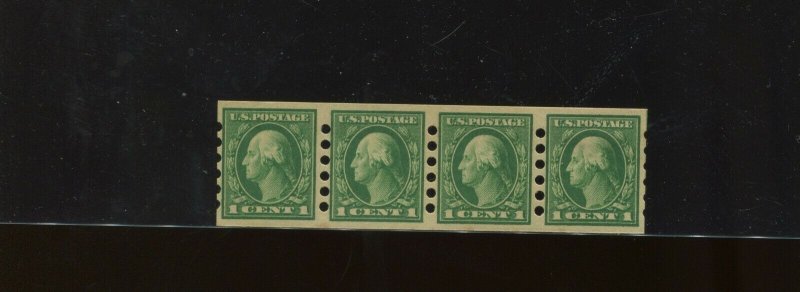 Scott #408 Washington Mailometer Type 1 Mint Strip of 4 Stamps  (Stock 408-MOM5)