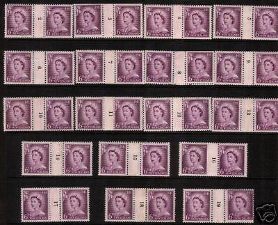 NEW ZEALAND 1956 QEII 6d COIL SHORT SET 18    MLH