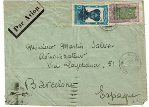 French Equatorial Africa 1935 Ubangi-Shari cancel on cover to SPAIN