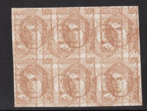 Spain #163 XF Mint Triple Impression & Imperforate Invert Block Of Six Variety