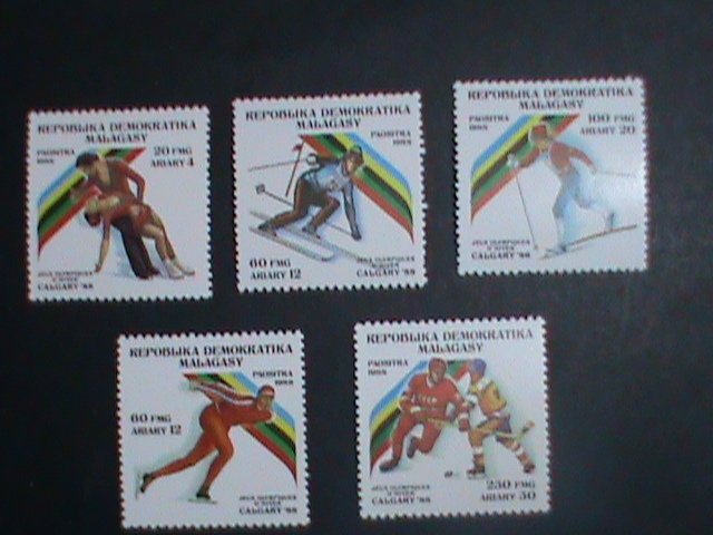 MALAGASY STAMP:1988-SC#846-50 CALGARY'88  WINTER OLYMPIC GAMES STAMPS MNH SET.