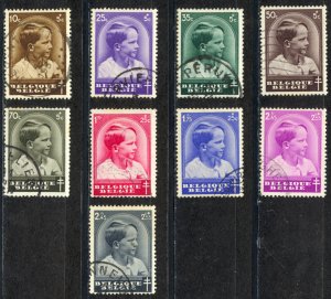 Belgium Sc# B180-B188 Used 1936-1937 Prince Baudouin