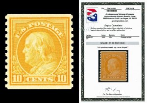 Scott 497 1922 10c Franklin Coil Single Mint Graded XF 90 OG NH with PSE CERT