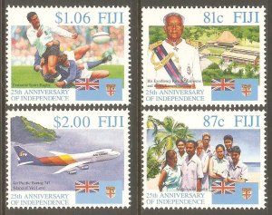 FIJI Sc# 741 - 744 MNH FVF Set4 25th Anniv. of Independence Airplane Sports Flag