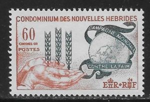 New Hebridies French 109 Freedom From Hunger single MNH