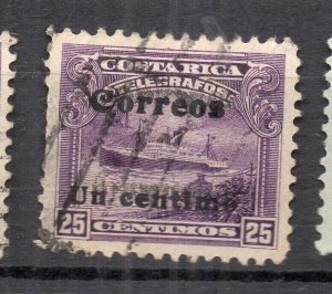 Costa Rica 1907 Early Issue Fine Used 1c. Surcharged NW-231946