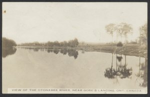 1917 Photo Card View of the Otonabee River... Gore's Landing ONT Split Ring