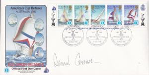 Solomon Islands 1987 America's Cup Defence (5) on FDC Dennis Conner Autograph