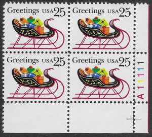 US #2428 MNH Plate Block.  Christmas - Sleigh.   Great Stamps.