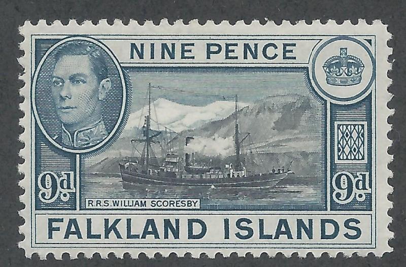 FALKLANDS 1952 KGVI SHIP  9D