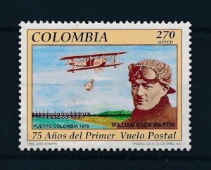 [105845] Colombia 1994 75th Anniversary postal flight aviation  MNH