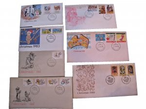 AUSTRALIA FDCs -  1980- 1989  - LOT OF 7  -  Christmas    (aus42)