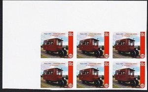 NEW ZEALAND 2009 Timpex 50c Rail Car CAL imperf proof block of 6...........B2382