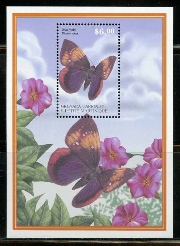 GRENADA GRENADINES THE WORLD OF MOTHS SOUVENIR SHEET II  MINT NH   