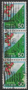 Japan #1408 used strip of 3. Reforestation Campaign 1980.
