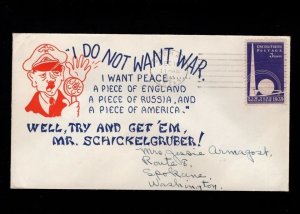 WWII Patriotic Hitler Microphone I Do Not Want War Gorman TX 1943 RARE Cover 6c