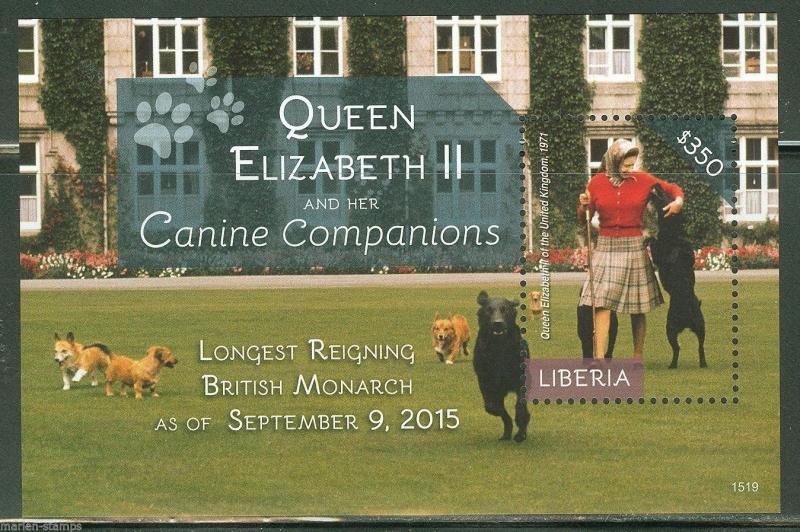 LIBERIA  2015 QUEEN ELIZABETH THE LONGEST REIGNING BRITISH  MONARCH S/S  MINT NH