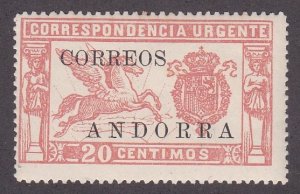 Spanish Andorra # E2, Special Delivery Overprint, NH, 1/2 Cat.