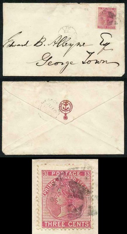 PRINCE EDWARD Is SG45 1872 3c rose perf 12.5-13 on Cover Last Month of Use