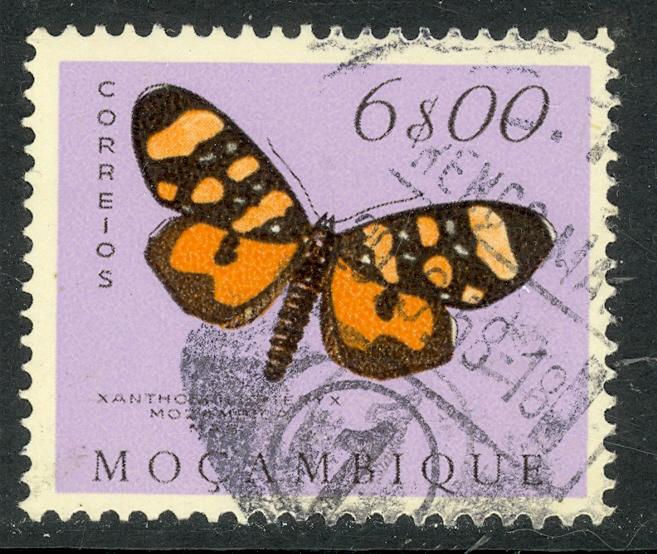 MOZAMBIQUE 1953 6e BUTTERFLIES AND MOTHS Pictorial Sc 380 VFU