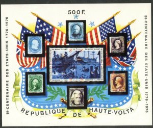 BURKINA FASO (UPPER VOLTA) Sc#352-358 1975 US Bicentennial Cpl Set & SS Mint NH