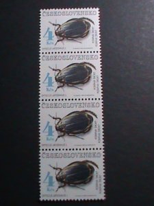 ​CZECHOSLOVAKIA-1992 SC#2866 DYTISCUS LATISSIMUS INSET MNH BLOCK OF 4 -VF