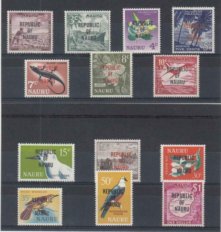 NAURU (MM210) # 73-85 VF-MNH  VARc,$ 1968 # 58-71 TYPES W O/PRINT REPUBLIC