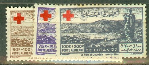 P: Lebanon CB5-9 mint some toned perfs CV $145; scan shows only a few