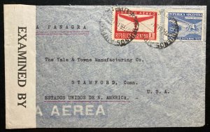 1943 Buenos Aires Argentina Airmail Censored  Cover To Stamford CT USA PANAGRA