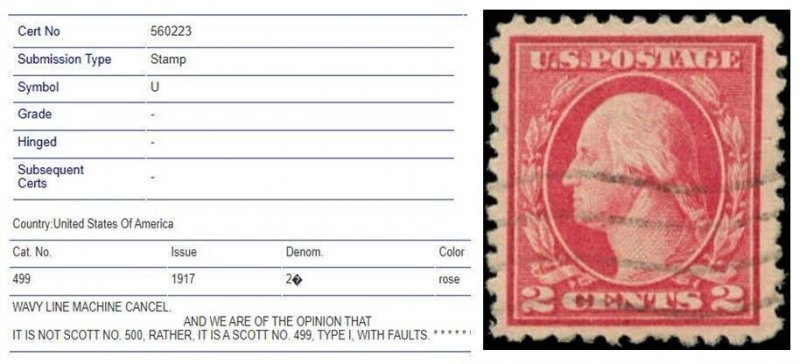 U.S. #500 VF on Cover Genuine Sound Used with APS COA