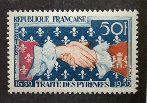 France 1959 Scott 932 MNH - 50fr,   300th Anniv. of the Treaty of the Pyrénées