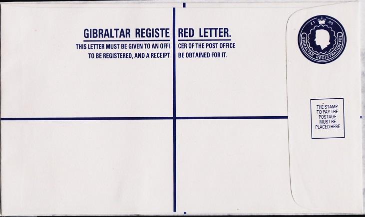 Gibraltar. Registered Envelope(£1.05) Unused